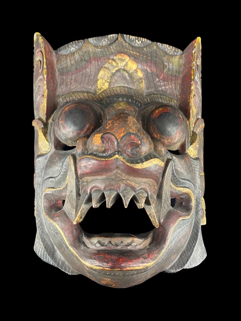 Antique Balinese Face Wooden Dayak Mask Asian Rakshasa Demon
