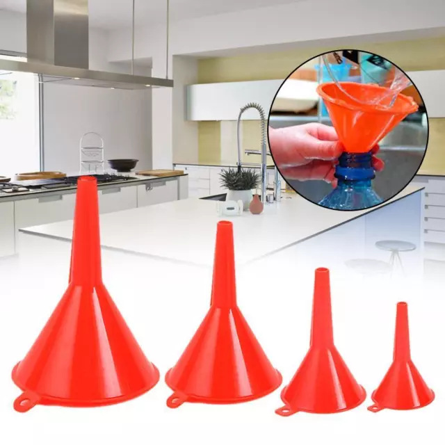 4Pcs/set Red Plastic Funnel Small Medium Large Variety Oil Liquid 2024