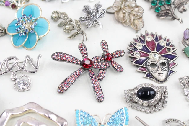 Spilla Da Donna Di Lusso Libellula Insetto Tono Argento - Foto 12