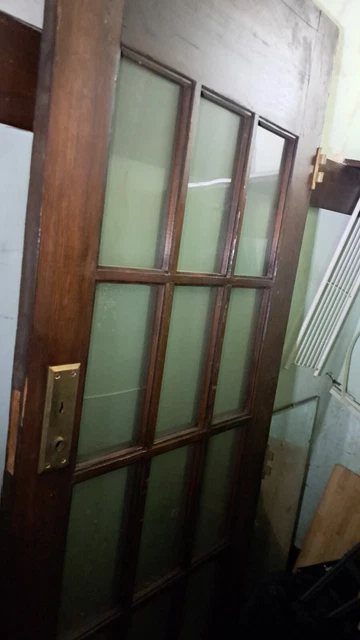 Antique Pair French Doors 15 Pane 4 broken, replacement panes included