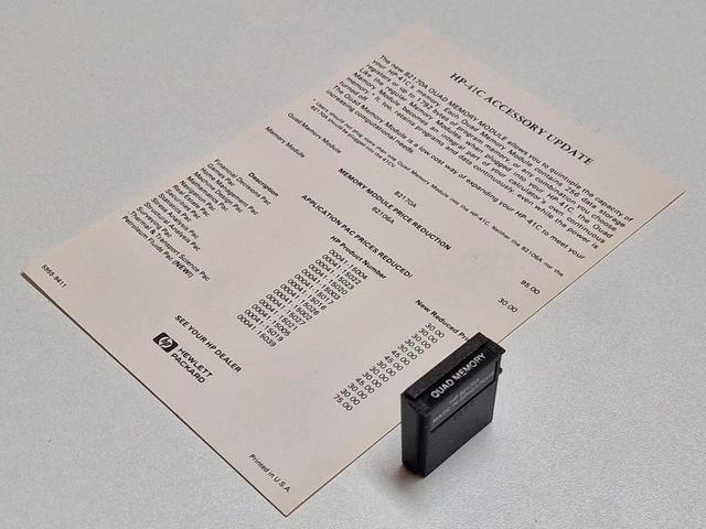 Hewlett Packard Scientific Programmable Calculator Hp 41c Quad Memory