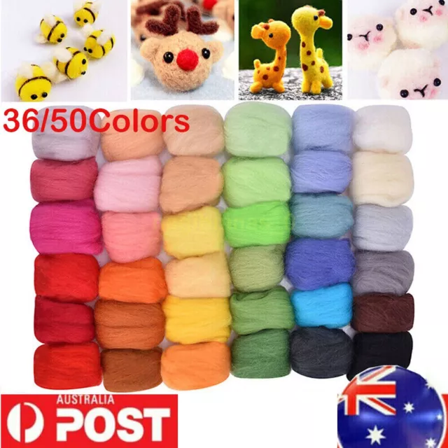 36/50 Color Super Soft Wool Fibre Roving Set For Needle Felting Hand Spining