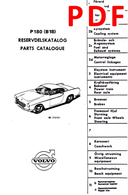 Volvo P1800 P1800S (B18) parts catalogue (in PDF)