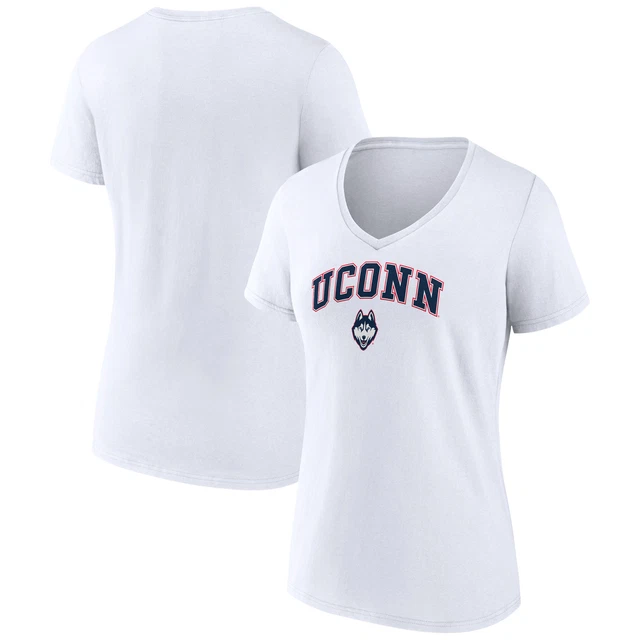 Women's Fanatics Branded White UConn Huskies Campus V-Neck T-Shirt