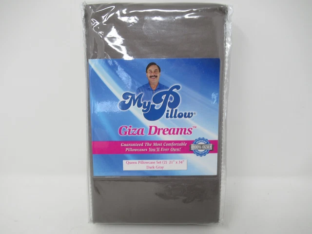 MyPillow My Pillow Giza Dreams Queen Size Pillowcase Set (2) 21" x 34" Dark Gray