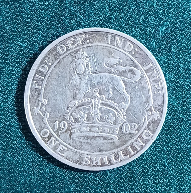 1902 Edward Vii 0.925 Silver One Shilling Coin