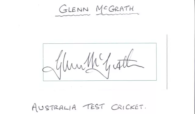 Glenn McGrath - Australia Test Cricketer - Hand Signed Piece Laid Onto Card.