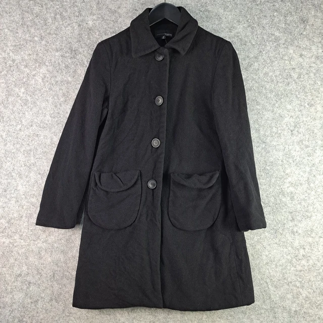 TOKITO COAT WOMENS 10 Black Overcoat Button Winter Wool Blend
