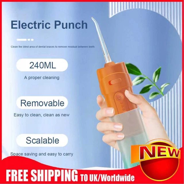 Irrigatore dentale elettrico portatile 240 ml detergente denti impermeabile per uso in viaggio