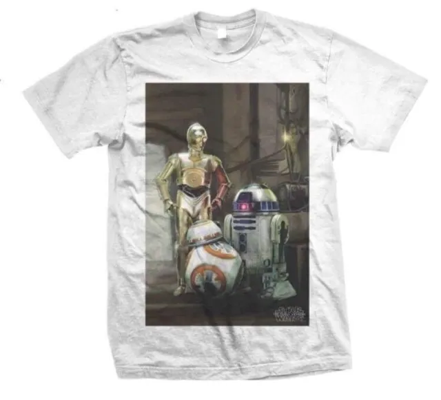 T-shirt Star Wars produit Disney sous licence officielle blanc trois droïdes NEUF