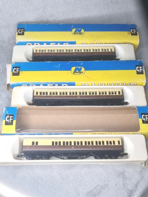 GRAHAM FARISH N Gauge GWR Chocolate and Cream 57ft Mainline Coaches (3 ...