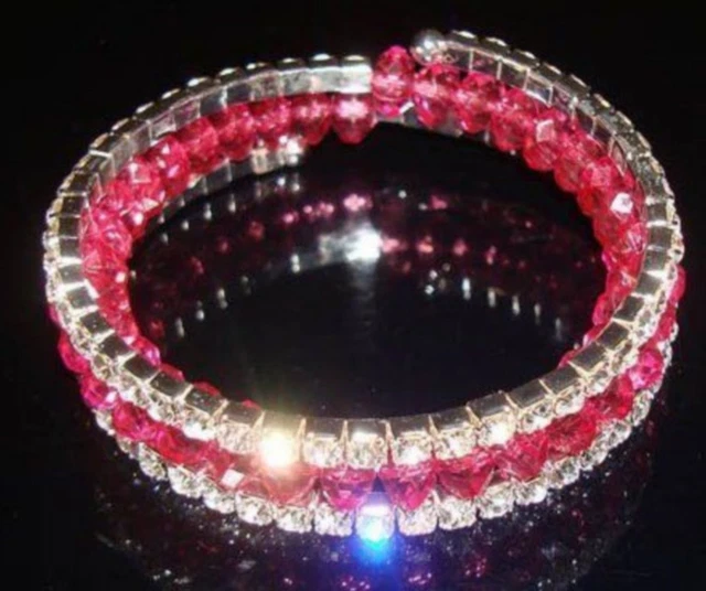 Bracelet Vintage Tortillon 3 Rangs Perles Facettées Cristaux - Noir