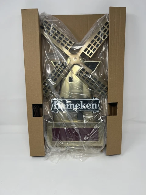 Vintage New in Box HEINEKEN Windmill Gold Beer Sign Digital Clock