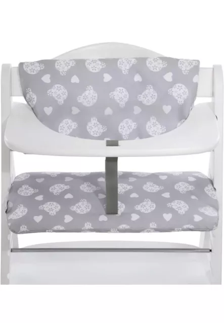 Hauck Alpha+ Highchair Pad Deluxe, Teddy Grey - Highchair Cushion, Soft Fabric