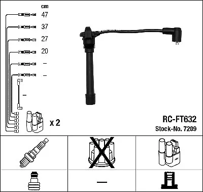 Cavi Candela Accensione Ngk 7209 Rc-Ft632