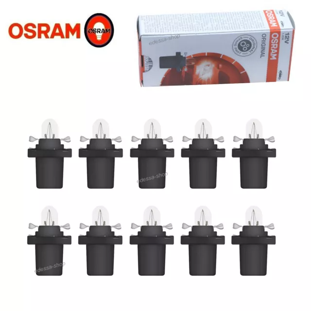 10x OSRAM 1,2W 12V Sockel B8,5d Innenraum-leuchte Licht Glüh-Lampe OSR2721MF