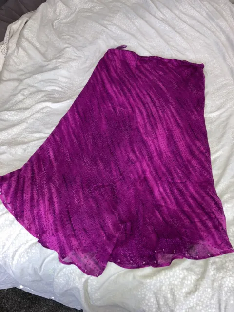 Ladies Monsoon Purple Aline Silk Skirt Size 18