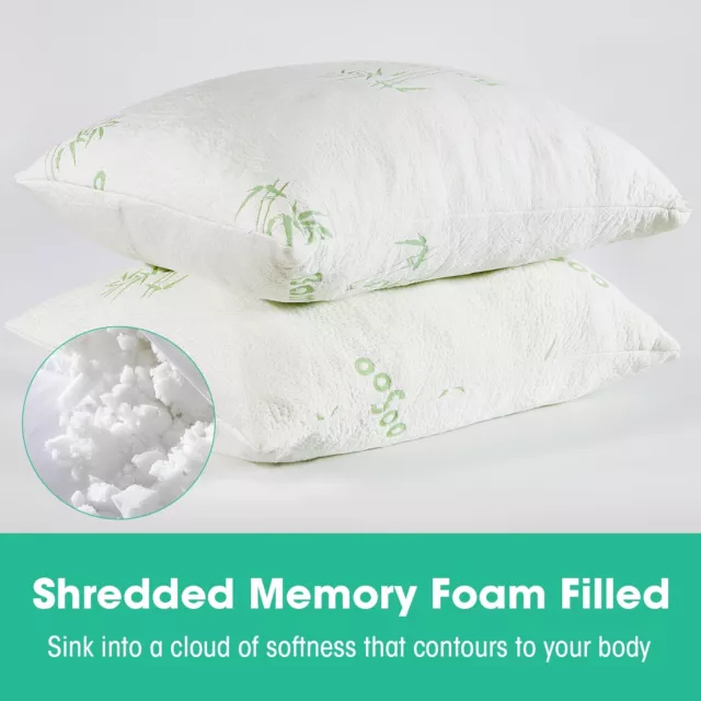 Bamboo Shredded Memory Foam Bed Pillow Sleep Anti Dustmite Anti Bacterial