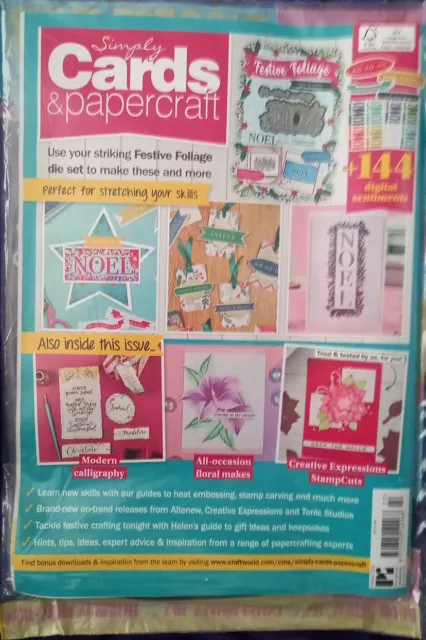 simply cards and papercraft magazine,Issue 222,BNWT, Die Set,Christmas,noel 2