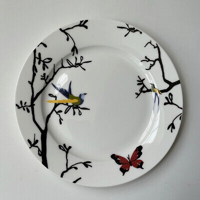 ROSCHER BONE CHINA Salad Plates Birds Butterfly Trees Set of 4 