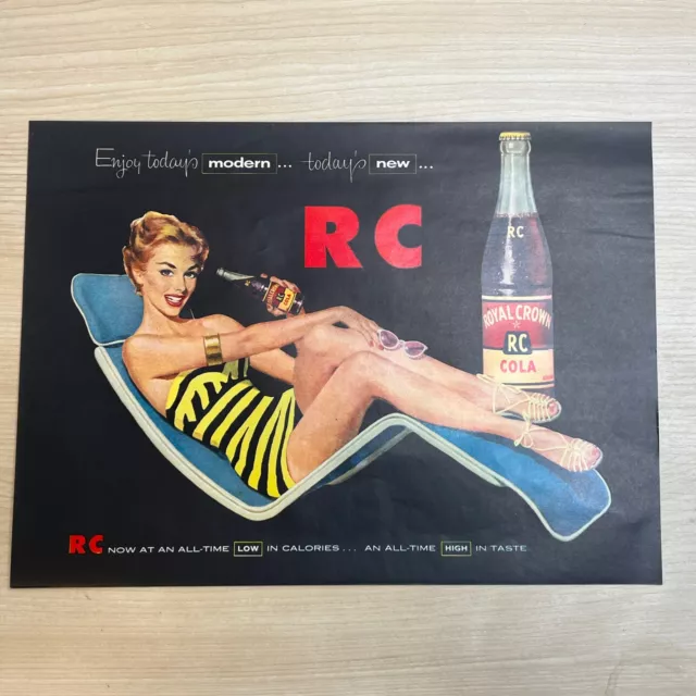 RC Cola Royal Crown Soda Women Swimsuit 1955 Vintage Print Ad Life Magazine