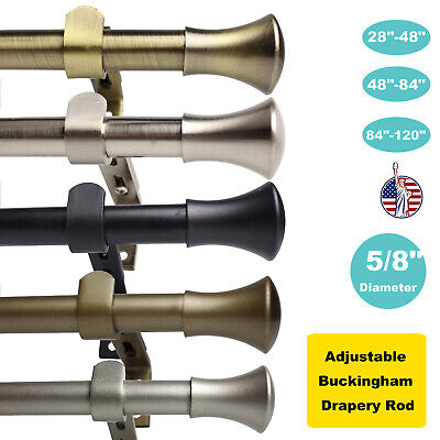 5/8" Adjustable Buckingham Drapery Rod 28"-48"/ 48"-84"/ 84"-120"