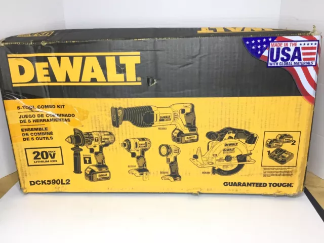 DEWALT DCK590L2 20V MAX 20-Volt Lithium-Ion 5-Tool Cordless Drill Combo Kit