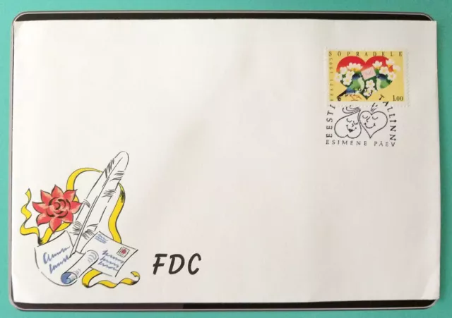 Ganzsachen,Estland FDC 1993 Grüßmarke Herz, Blumen, Vögel mit Brief