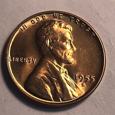1955-S Lincoln Wheat Cent Beautiful Choice Uncirculated Red High Grade Nice Coin