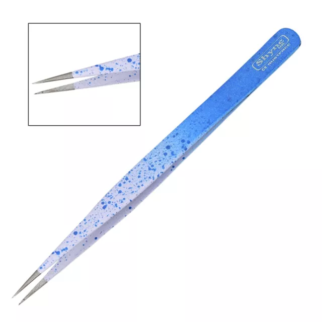 12.7cm Pinzette a Punta Bellezza Sopracciglia Sharp Ciglia Estensione Blu Pois