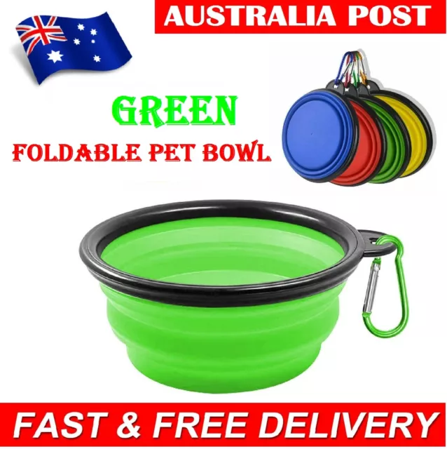 Portable Foldable Pet Dog Cat Bowl Collapsible Silicone Food Water Feeder Cup AU