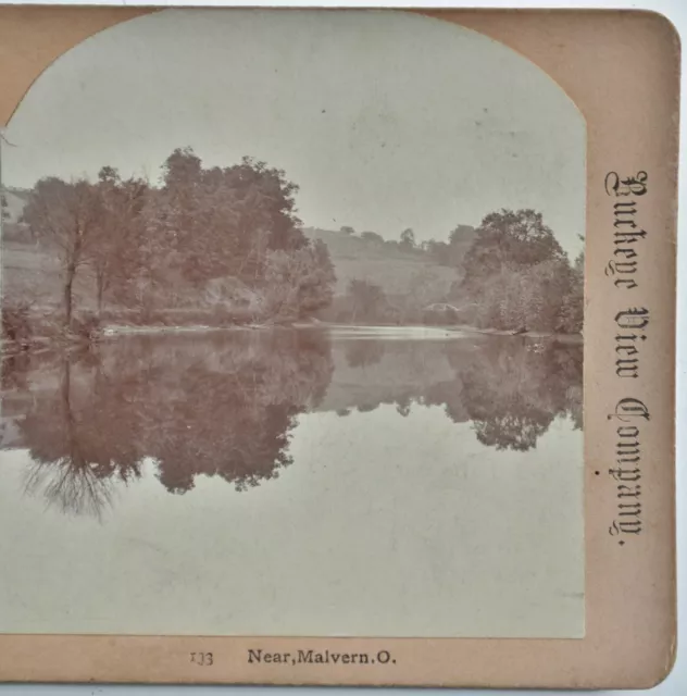 Malvern Ohio OH Bridge Stereoview Photo Buckeye View F.E. Schwab Port Washington