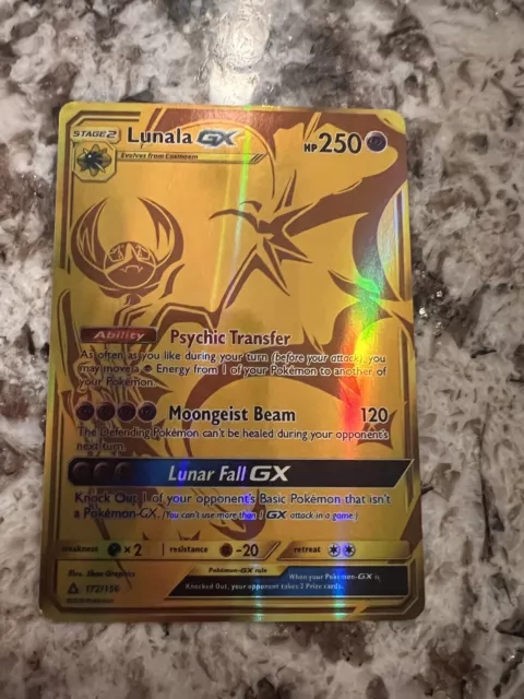 Pokemon Sun Moon Ultra Prism Card: Lunala GX - 172/156 - Gold Secret U -  Recaptured LTD