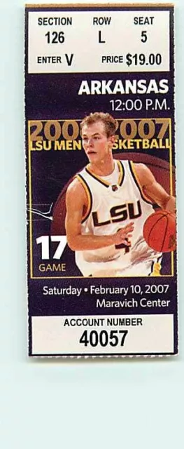 Ticket College Basketball Arkansas 2006 - 07  2.10 - LSU Tigers