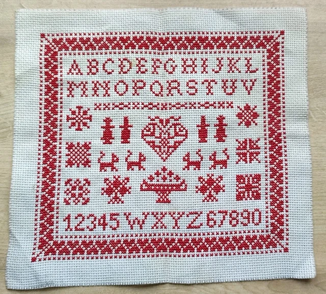 PETIT ABÉCÉDAIRE ANCIEN Fin XIXè Broderie Rouge Antique Victorian