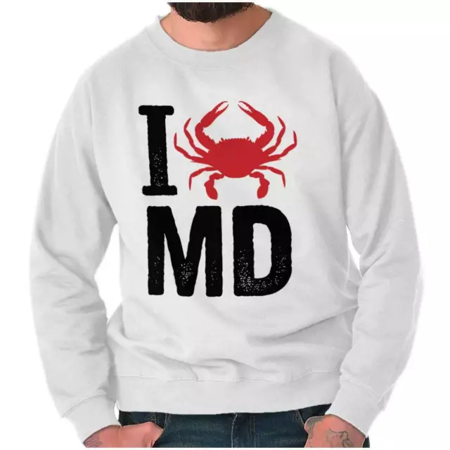 Maryland I Love MD Seafood Crab State Pride Womens or Mens Crewneck Sweatshirt