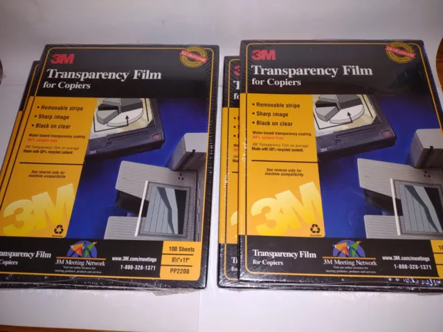 Lot 4 3M Transparency Film for Copiers PP2200 NEW 100 Sheets per PACKAGE