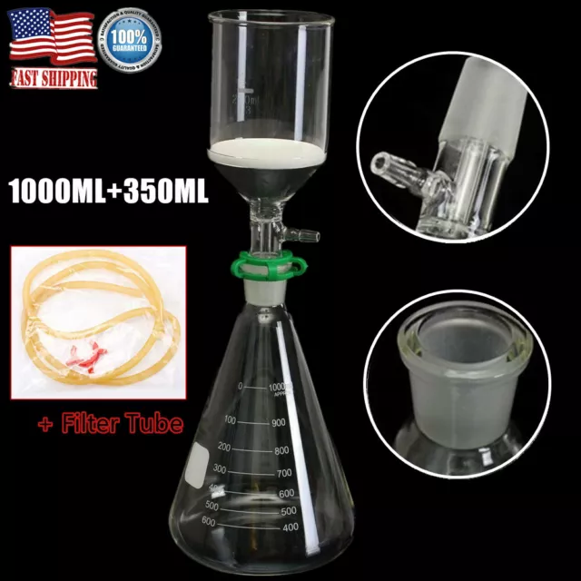 Glass Vaccum Suction Filter Filtration Kit 350ml Funnel and 1000mL Flask LAB Set