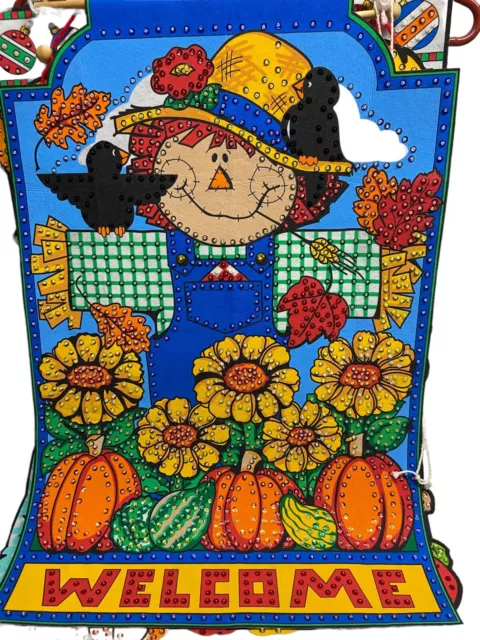 Autumn Indoor Flag Scarecrow Harvest Pumpkin, Sunflower "Welcome" Flag