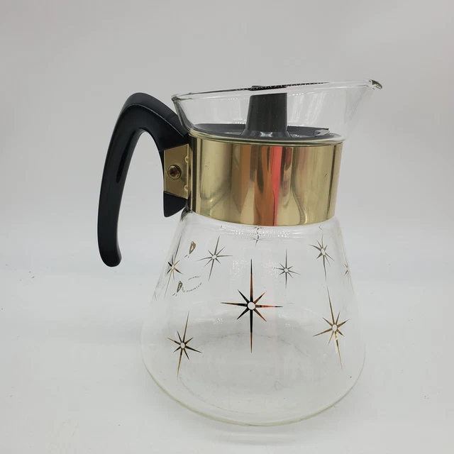 CORNING WARE ATOMIC Starburst Glass Coffee Carafe Pot Retro Mid Century