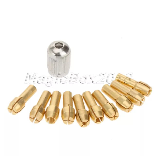 10pcs 0.5mm-3.2mm Brass Collets Chuck Drill & 1pcs Electric Mill Shaft Screw Cap 2