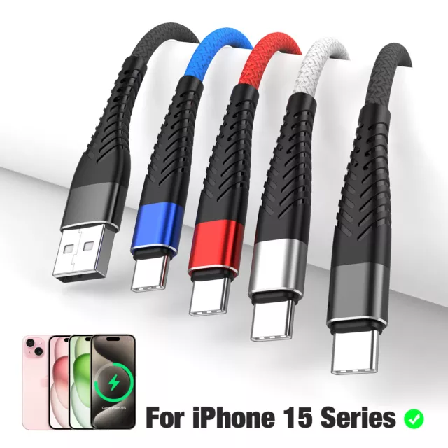 3A Type C Charger Braided Cable For Apple iPhone iPad Fast Charging Cord Lead