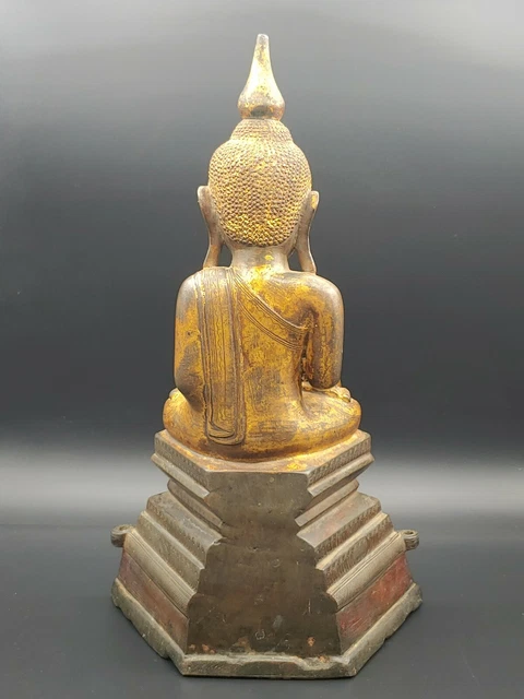 Antique Burmese Bronze Gilted Shan Buddha Figurine Statue Burman Vintage Figure 7