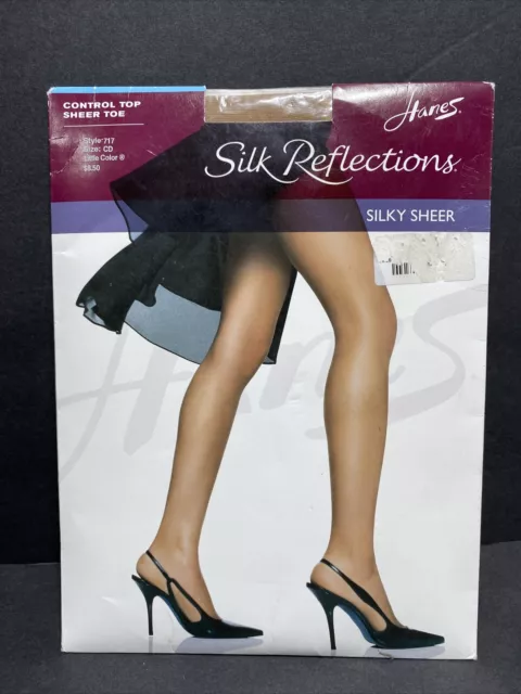 Hanes Silk Reflections Pantyhose Sheer Toe 717 SizeCD Silky Sheer Leg FAST  SHIP