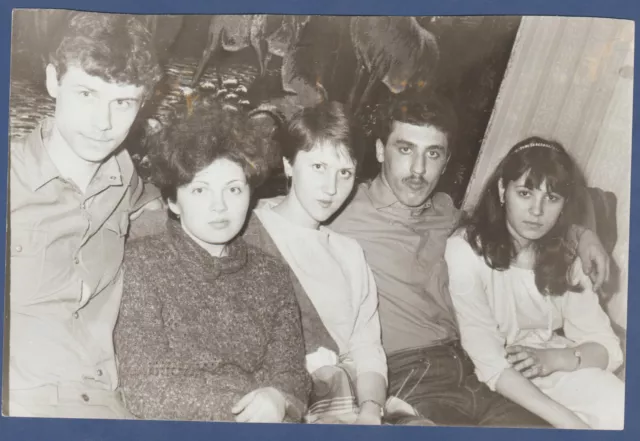 Beautiful Guys and Girls on the bed Soviet Vintage Photo USSR