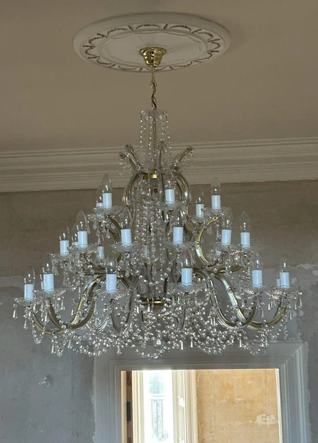 Vintage Crystal Chandelier With 30 Bulbs