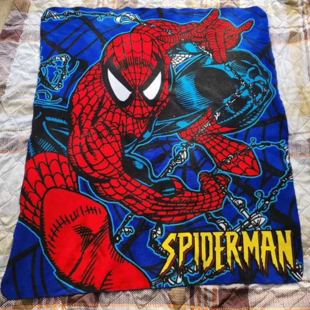 Vintage Marvel Spiderman 2003 Fleece Throw blanket Black 49"x55"