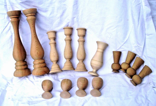 14 Holz Rohlinge "Bauernmalerei" Kerzenständer Vase Eierbecher