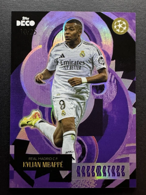 Carte à Collectionner Topps DECO UEFA 2024-25 - Kylian Mbappé Real Madrid - Rose 65/75 - France