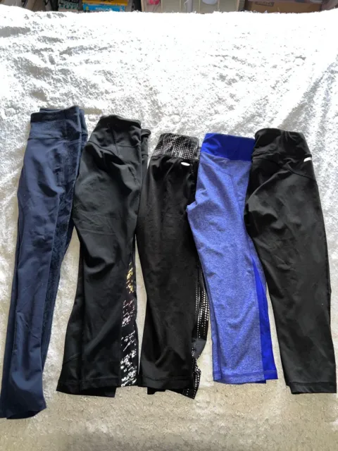womans lot of 5 athletic leggings cropped size S small (4-6) black white purple